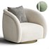 Swivel Armchair In Boucle Fabrics Brushed Brass Base - Thumbnail 1