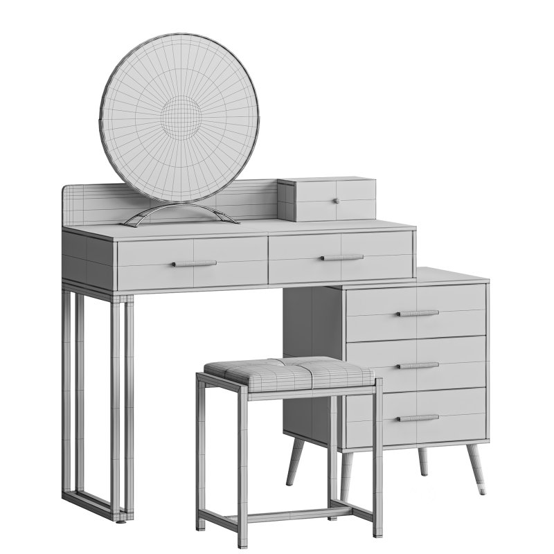 Bureau de coiffeuse avec tabouret et miroir DEL Grosmark Image 14