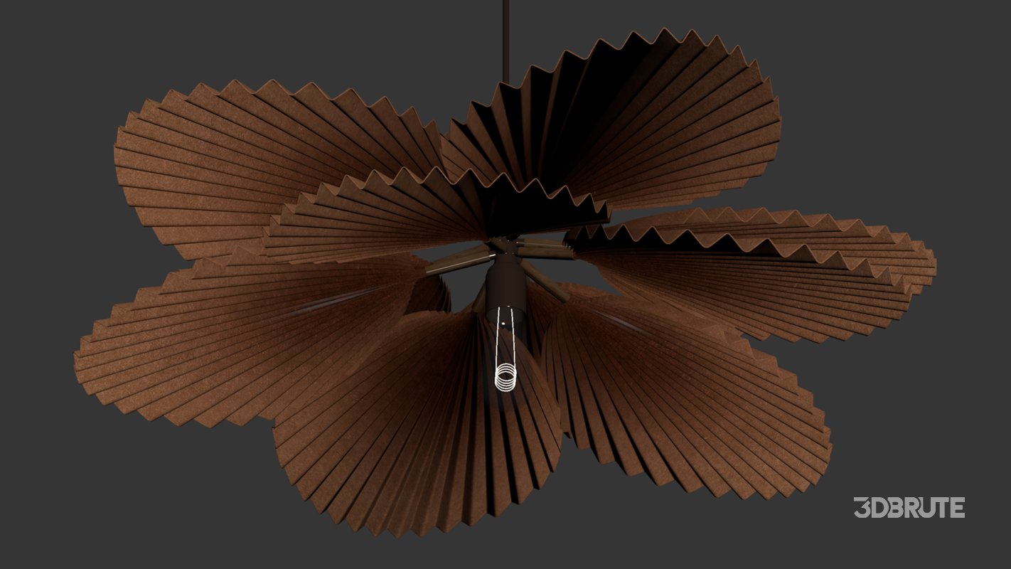 Brown Pleated Flower Palm Leaf Pendant Light Image 11