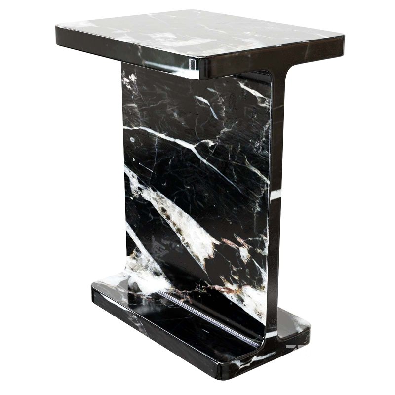 I Beam Black Marble Side Table Image 4