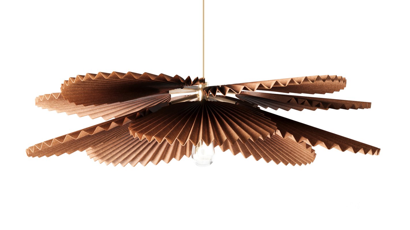 Brown Pleated Flower Palm Leaf Pendant Light Image 8