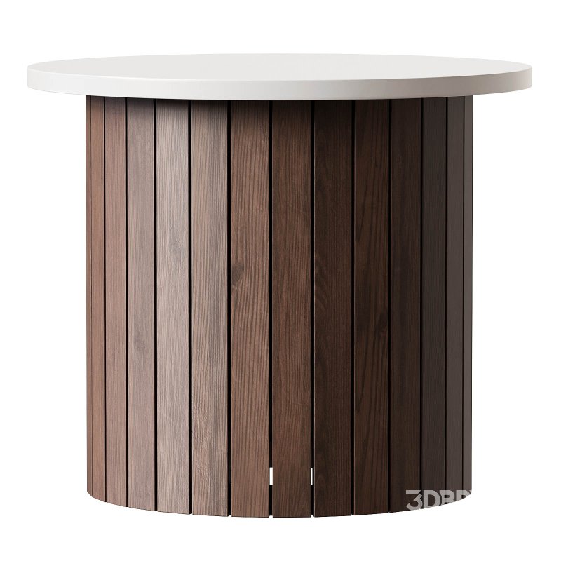 Round wooden side table Image 3