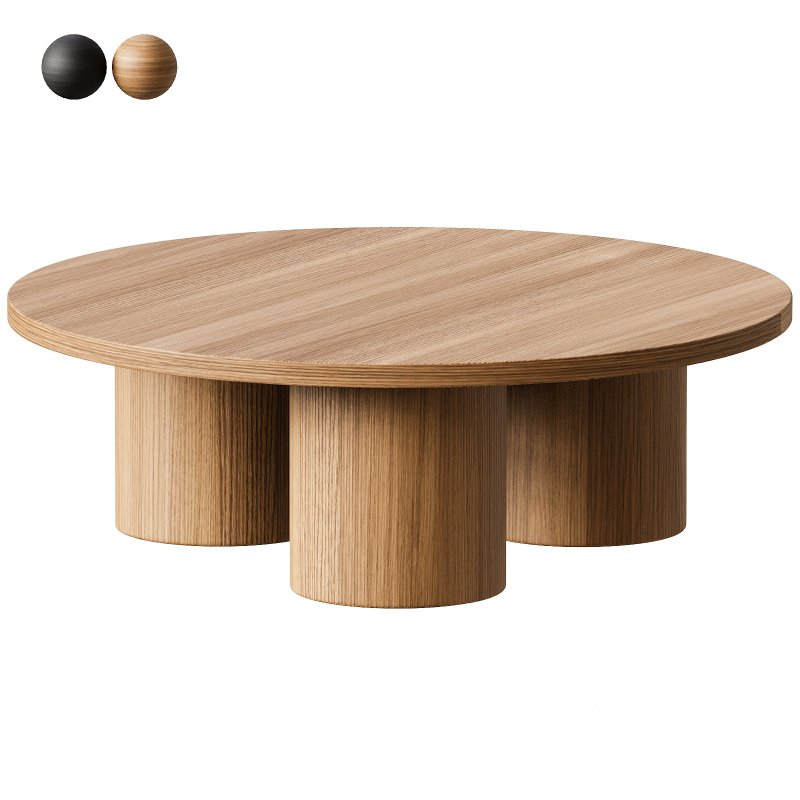 Damian 100cm Wooden Round Coffee Table – Natural Image 5