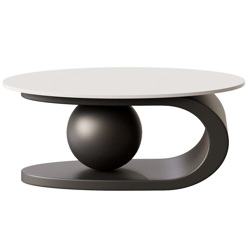 Oval White Coffee Table Low Furniture For Home Image 4