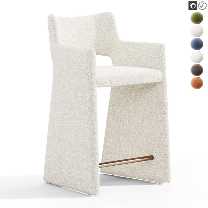 Foley Olive Green Velvet Counter Stool Image 5