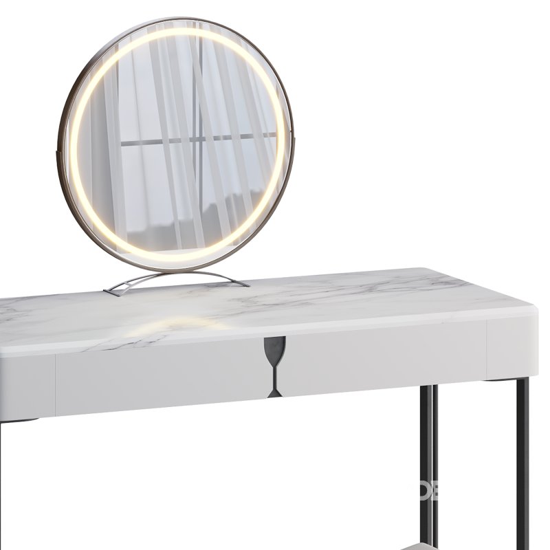 Ensemble de coiffeuse 39,37 bois massif minimaliste Image 12