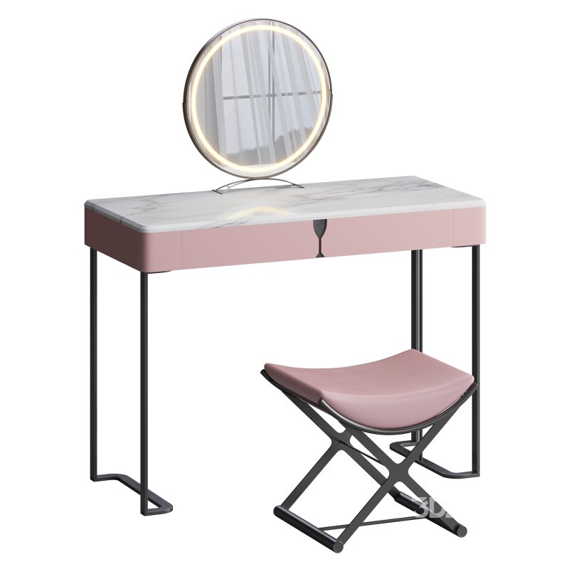 Ensemble de coiffeuse 39,37 bois massif minimaliste Image 2