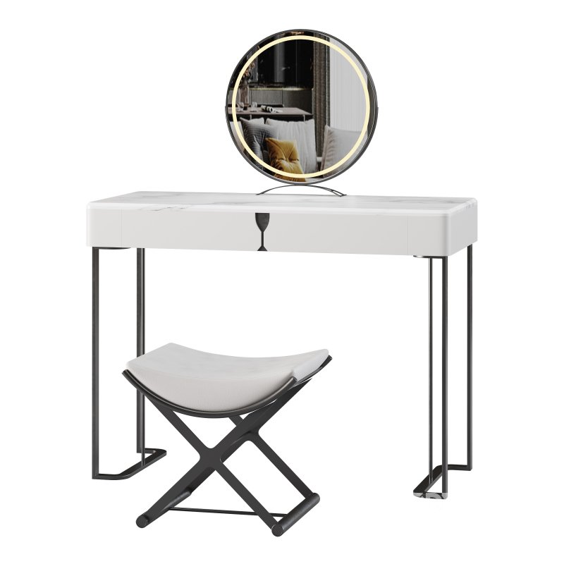 Ensemble de coiffeuse 39,37 bois massif minimaliste Image 6