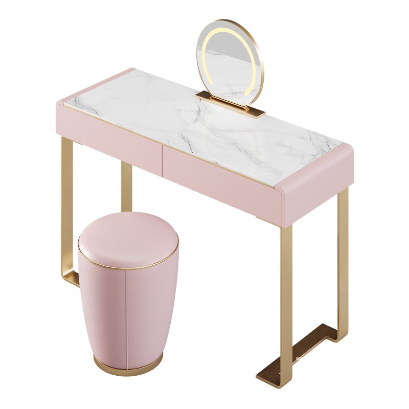 Beige and Gold solid wood Vanity set Image 12