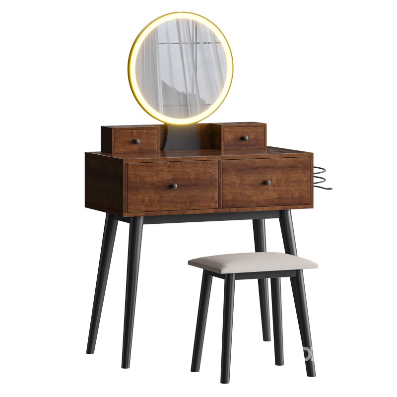 Ensemble coiffeuse avec tabouret et miroir Kyla Image 10
