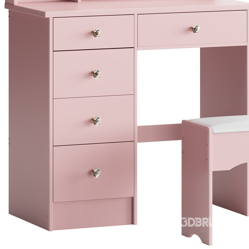 Ensemble coiffeuse avec tabouret et miroir Willodine Image 9