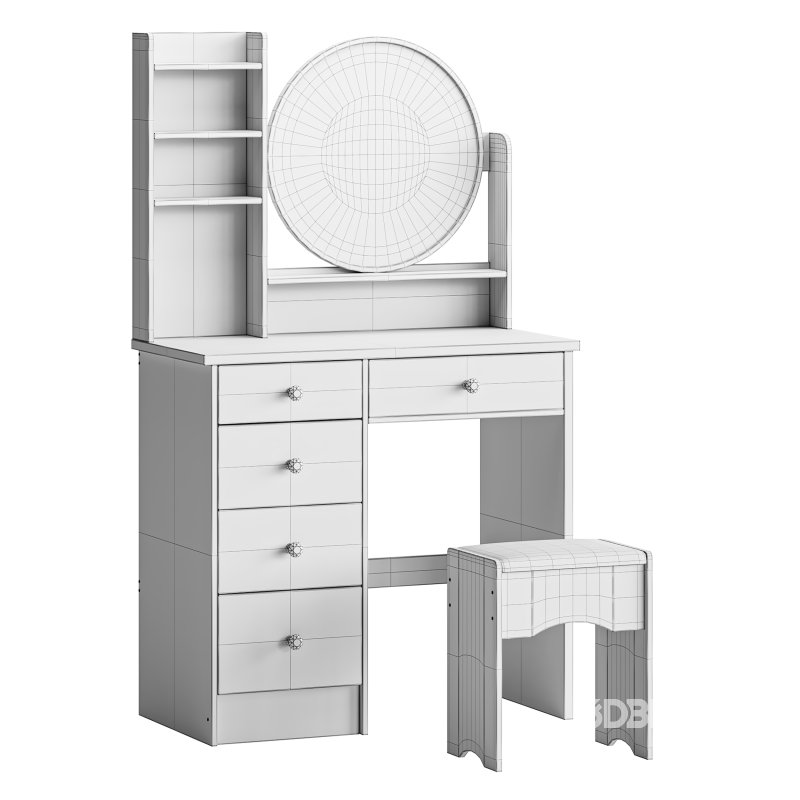 Ensemble coiffeuse avec tabouret et miroir Willodine Image 13