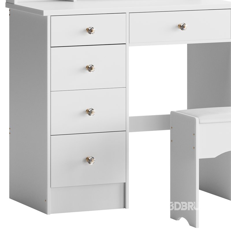 Ensemble coiffeuse avec tabouret et miroir Willodine Image 11