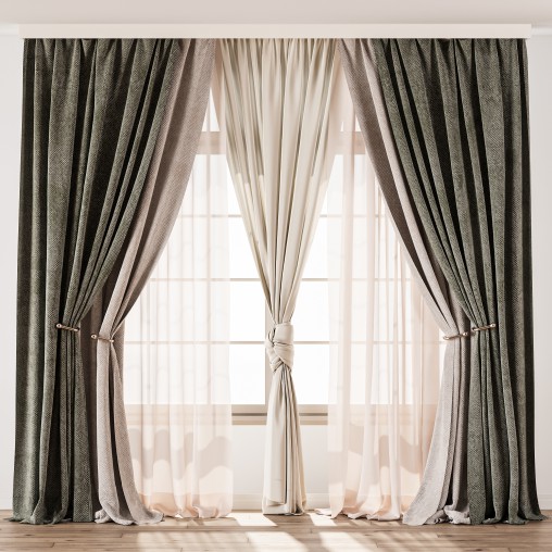 Luxurious Dual Layer Drapes with Shee Curtain 70