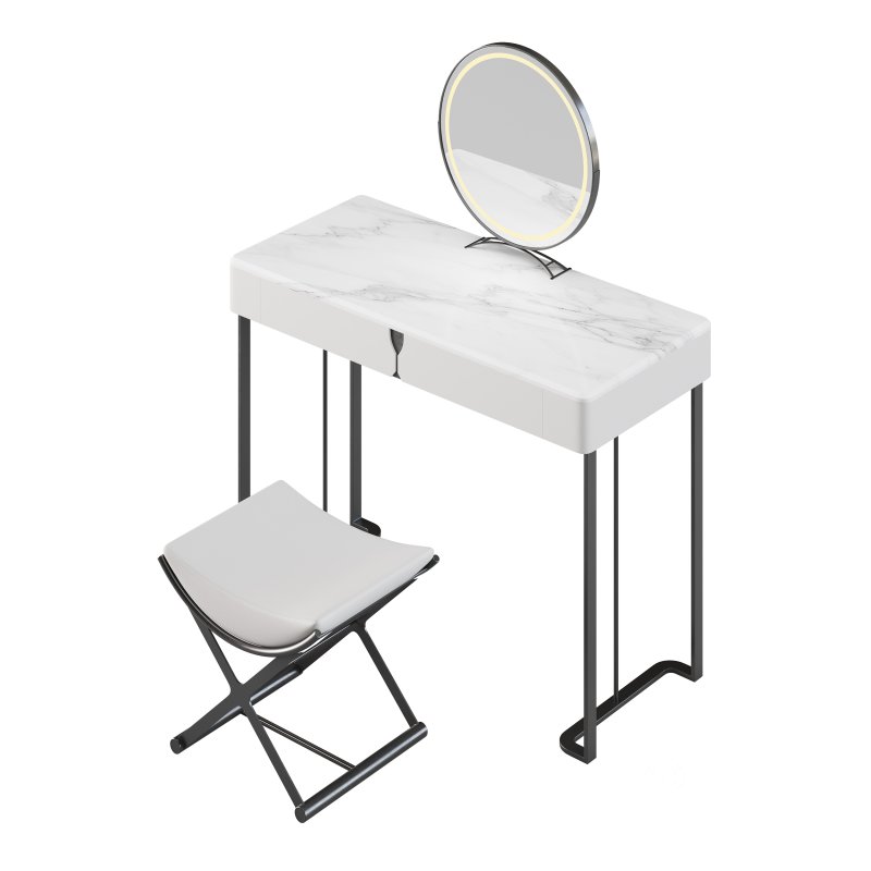 Ensemble de coiffeuse 39,37 bois massif minimaliste Image 10