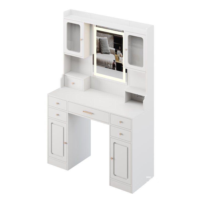 Vanity Desk with LED Lighted Mirror Image 5