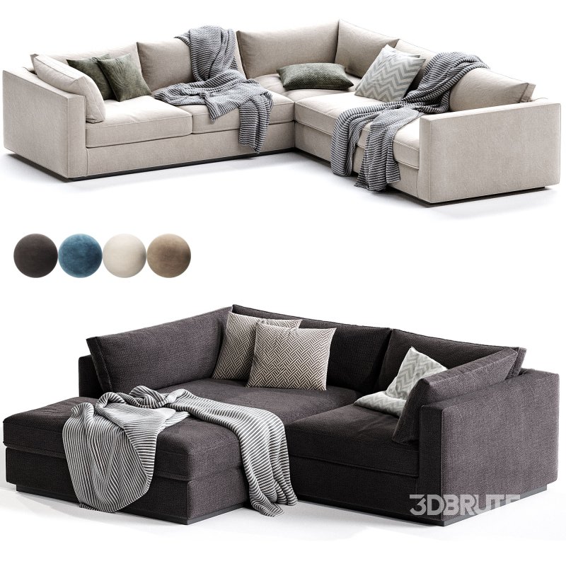 Oceanside Deep 2 Piece Left Arm Bumper Sectional Sofa Image 1