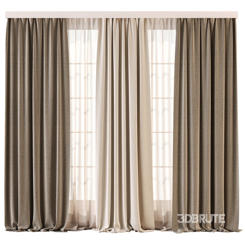 Herringbone and Sheer Curtain Set 71 Image 2