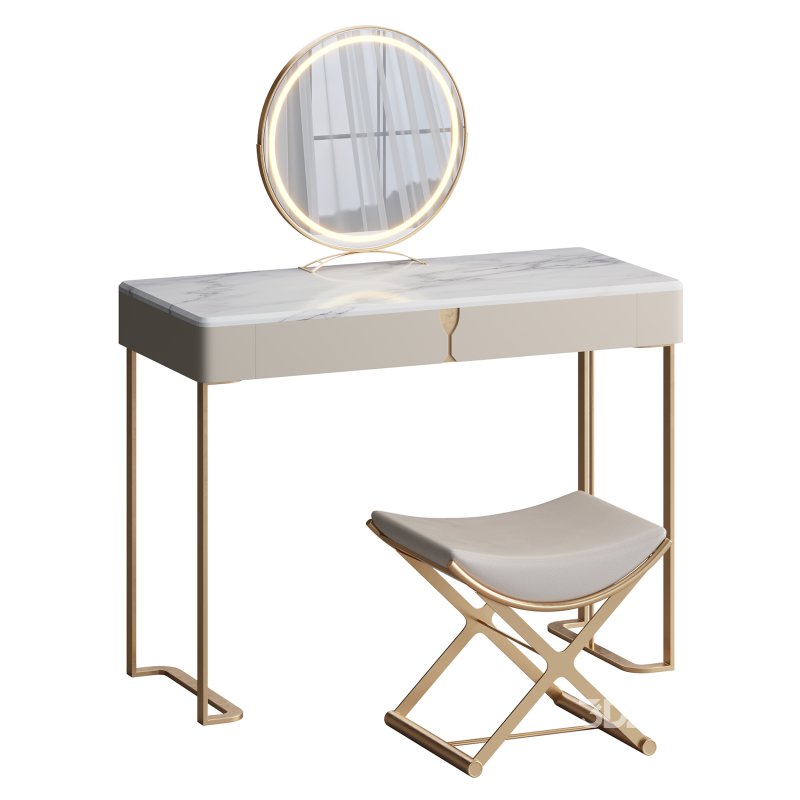 Ensemble de coiffeuse 39,37 bois massif minimaliste Image 7