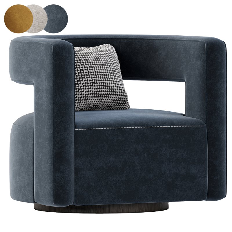 Restoration Hardware Drew Curved Swivel Chair RH Image 1