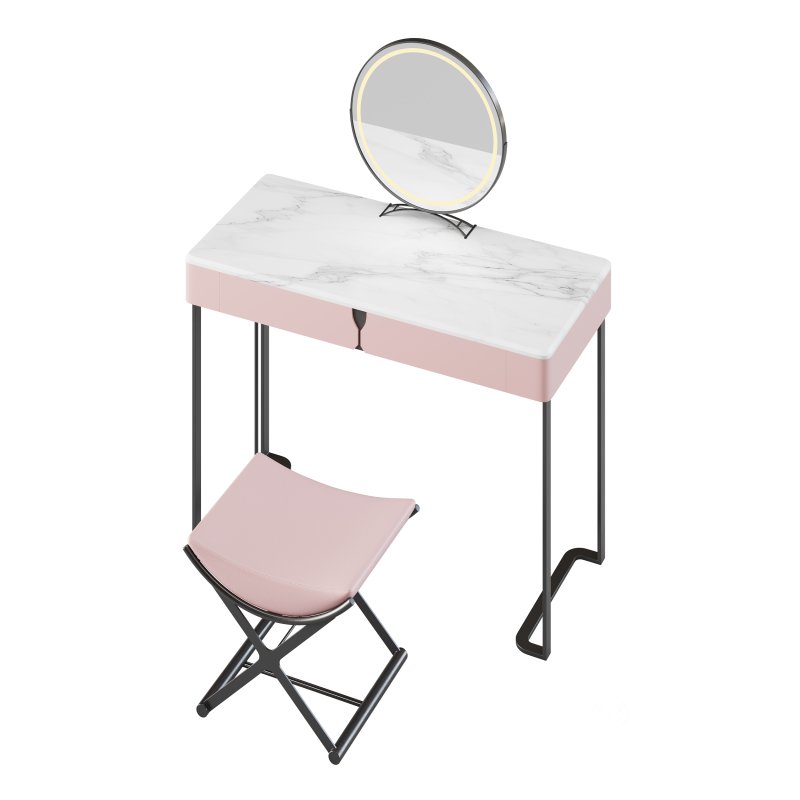 Ensemble de coiffeuse 39,37 bois massif minimaliste Image 9