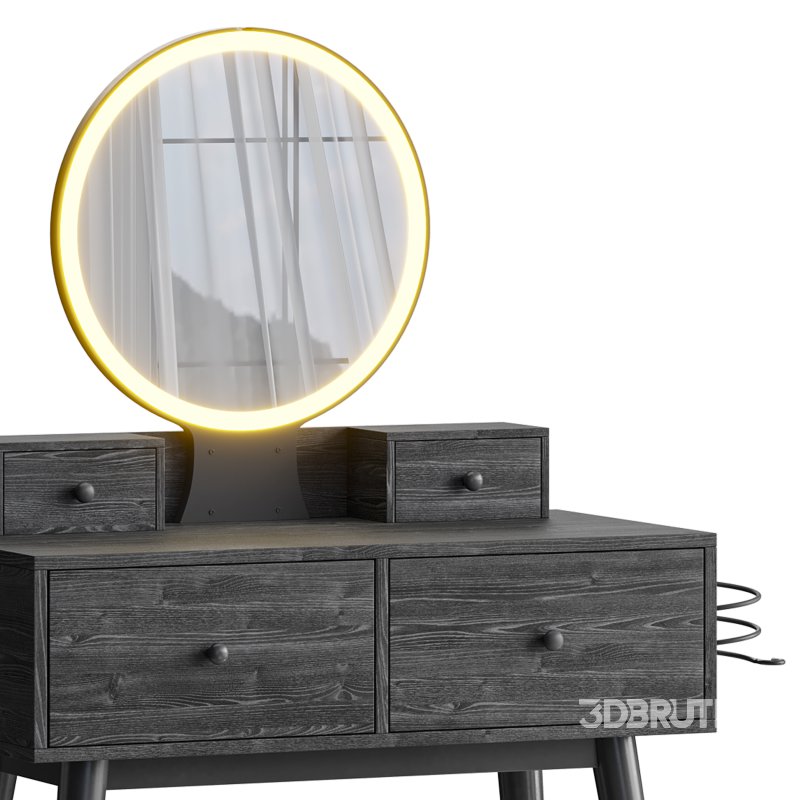 Ensemble coiffeuse avec tabouret et miroir Kyla Image 12