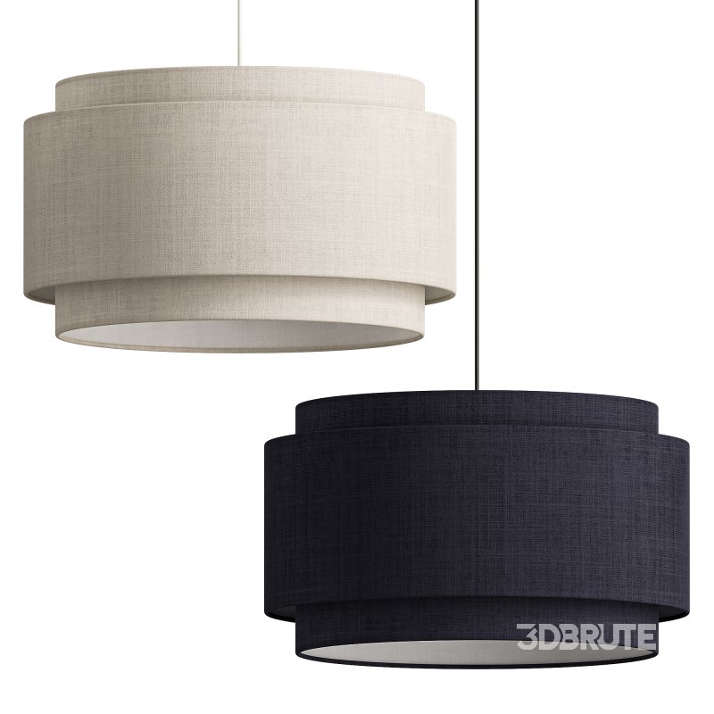 Avery Natural Linen Double Drum Pendant Light Image 4