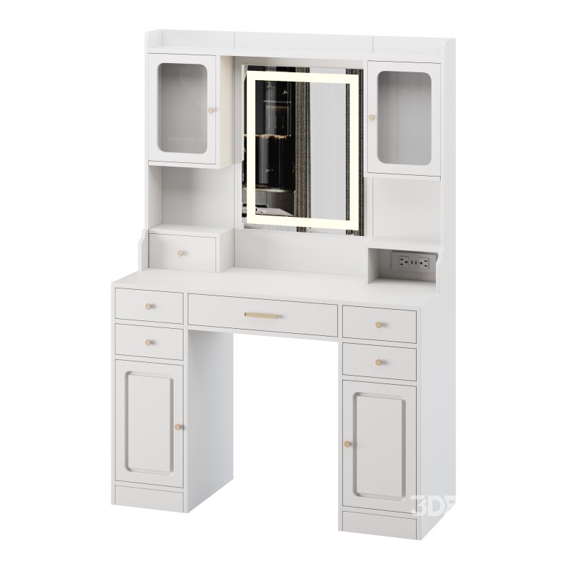 Vanity Desk with LED Lighted Mirror Image 3