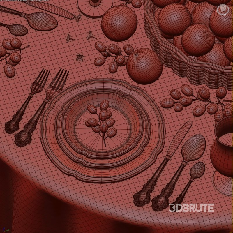 Elegant Dining Table with White Lilac Flowers and Fruit Basket Image 6