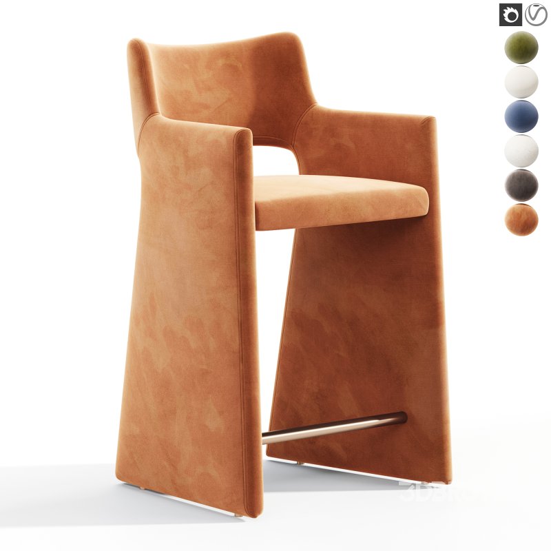 Foley Olive Green Velvet Counter Stool Image 3