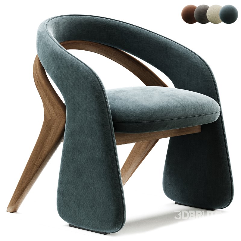 OLGA Dining Chair in Walnut and Off White Boucle Image 4