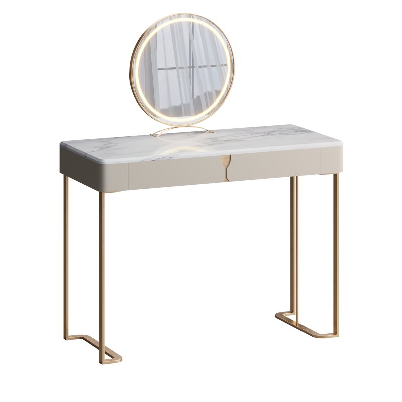 Ensemble de coiffeuse 39,37 bois massif minimaliste Image 3