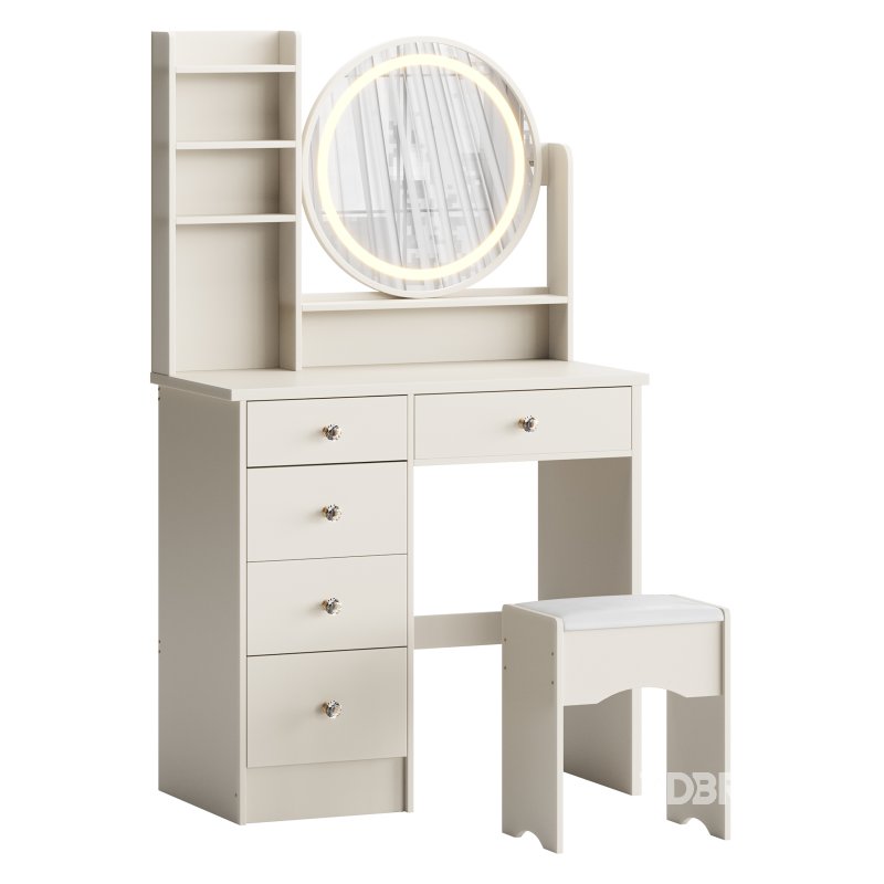 Ensemble coiffeuse avec tabouret et miroir Willodine Image 2