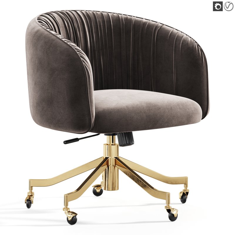 Saroy Ivory Upholstered Office Chair Image 3