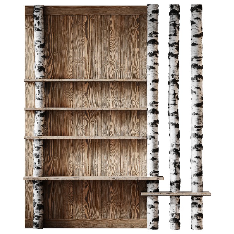 Shelves with partition made of birch Image 1