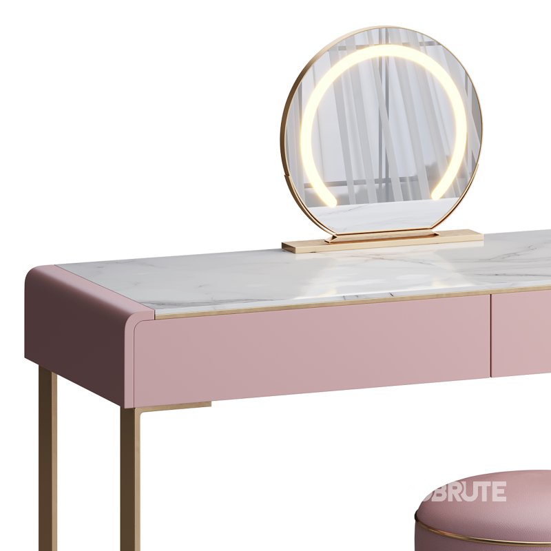 Beige and Gold solid wood Vanity set Image 11