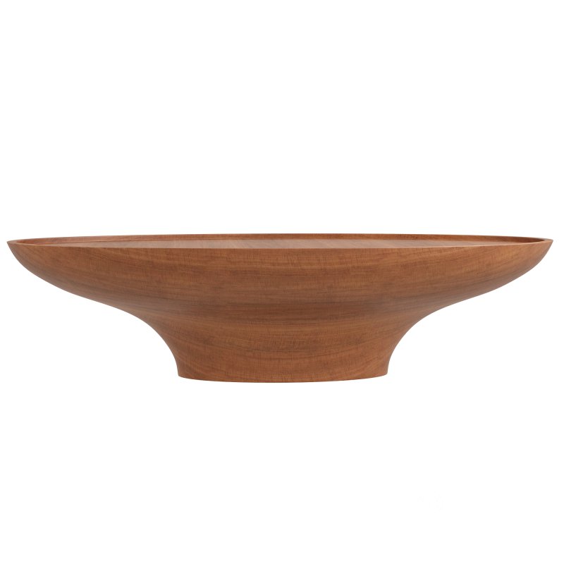 Oval Light Brown Oak Wood Coffee Table Image 2