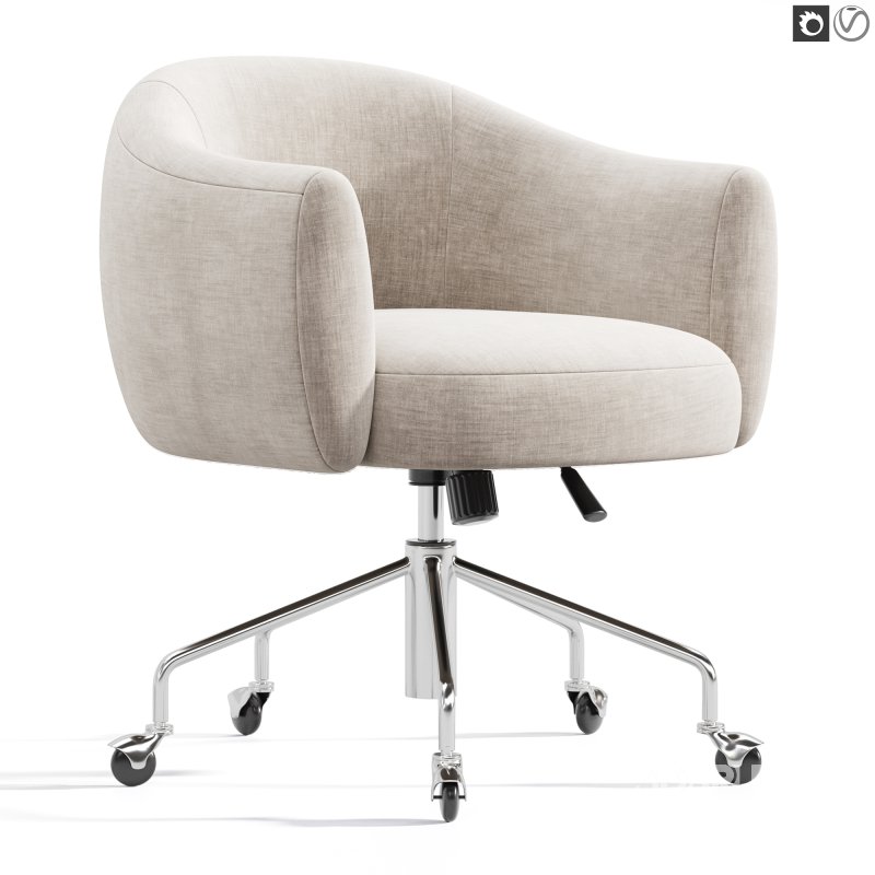 Ellessi Peppered Grey Boucle Swivel Office Chair Image 1