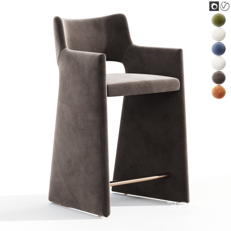 Foley Olive Green Velvet Counter Stool Image 2