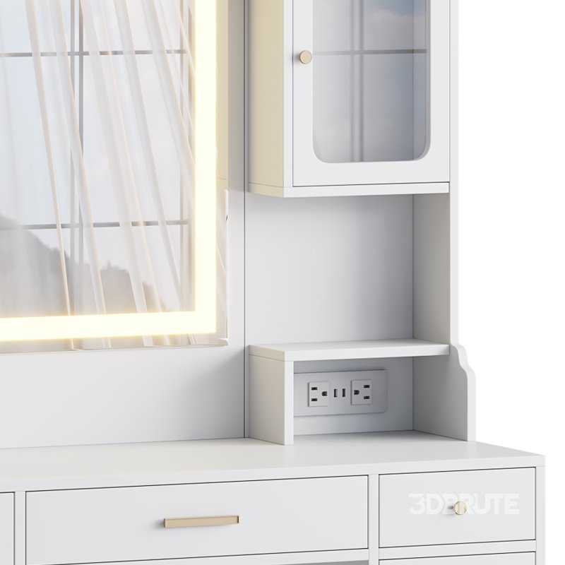 Vanity Desk with LED Lighted Mirror Image 10