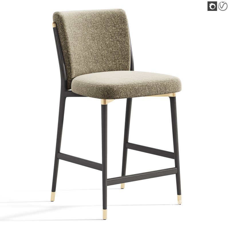 Norrie Forest Green Velvet Dining Counter Stool Image 6