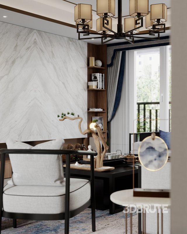 chinese living room dining room office room Image 3