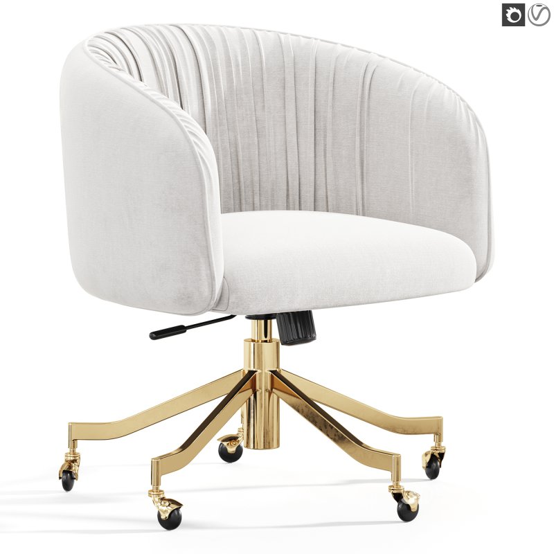 Saroy Ivory Upholstered Office Chair Image 2