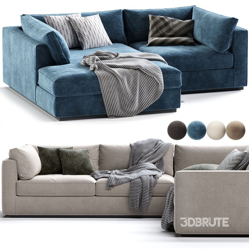 Oceanside Deep 2 Piece Left Arm Bumper Sectional Sofa Image 3