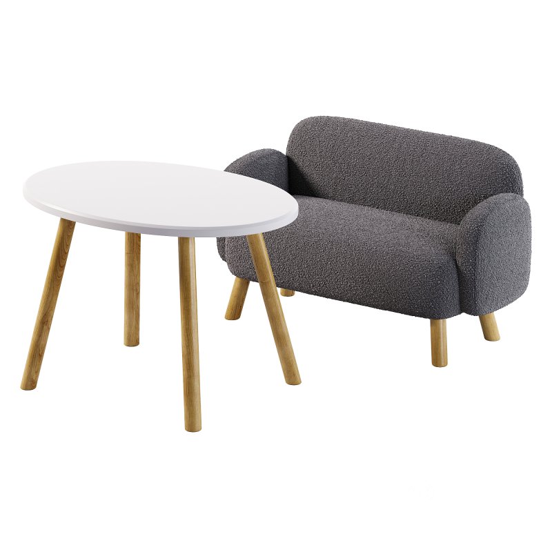 Childrens white sofa and Oval table Image 2