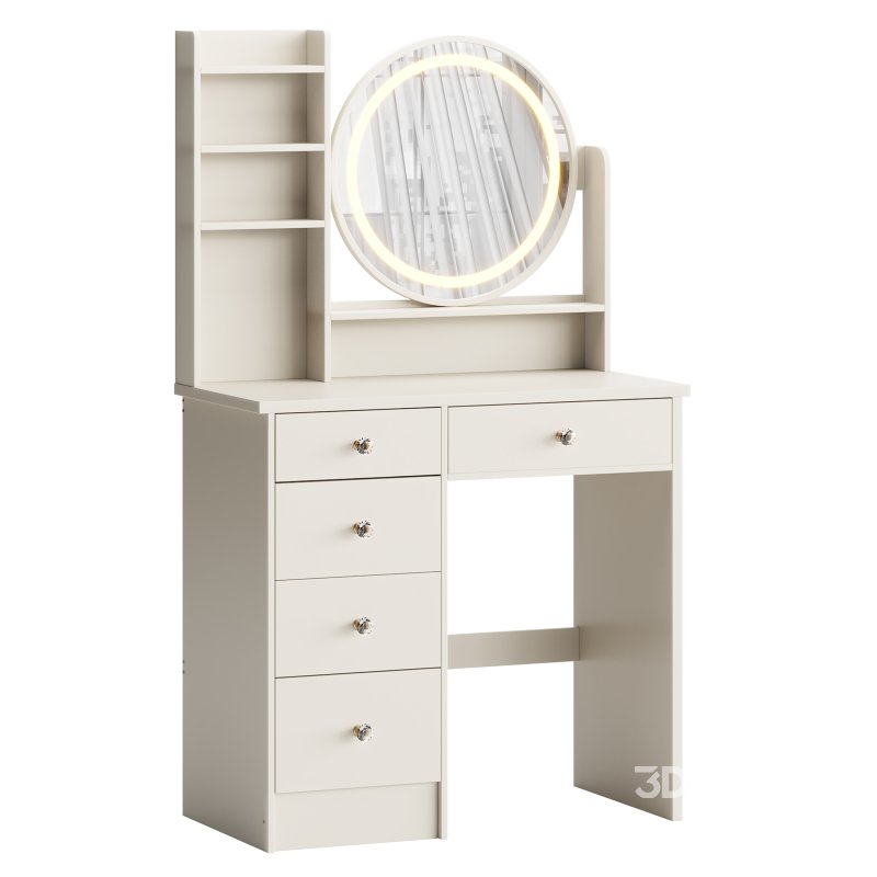 Ensemble coiffeuse avec tabouret et miroir Willodine Image 3