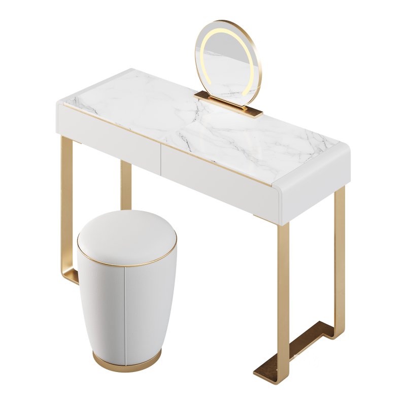 Beige and Gold solid wood Vanity set Image 7