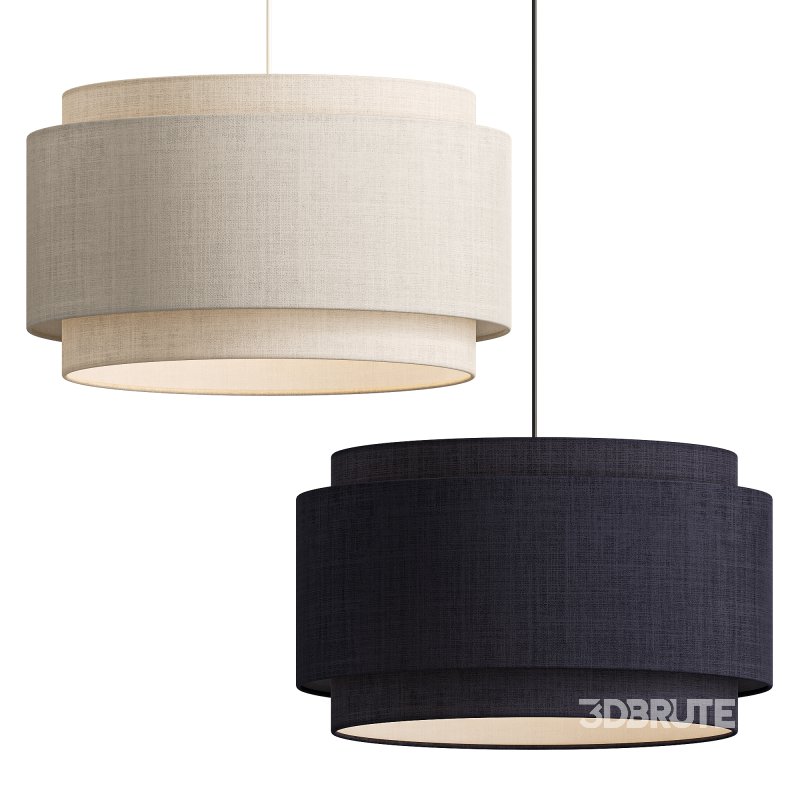 Avery Natural Linen Double Drum Pendant Light Image 1