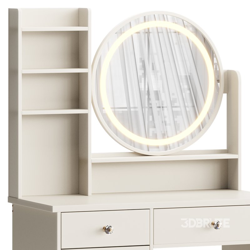 Ensemble coiffeuse avec tabouret et miroir Willodine Image 8