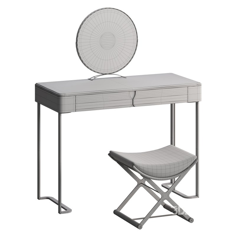 Ensemble de coiffeuse 39,37 bois massif minimaliste Image 13
